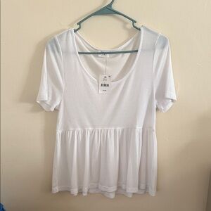 Cotton On White Short Sleeve Peplum Top